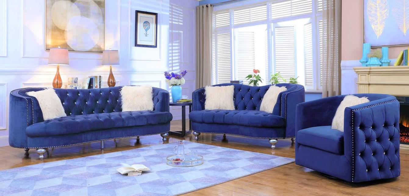 Galaxy Home Afreen Upholstered Sofa in Navy GHF-808857892751