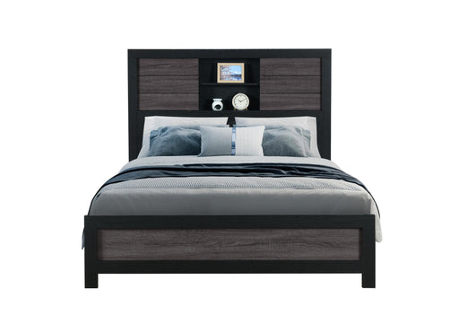 LISBON GREY/BLACK BOOKCASE QUEEN BED image