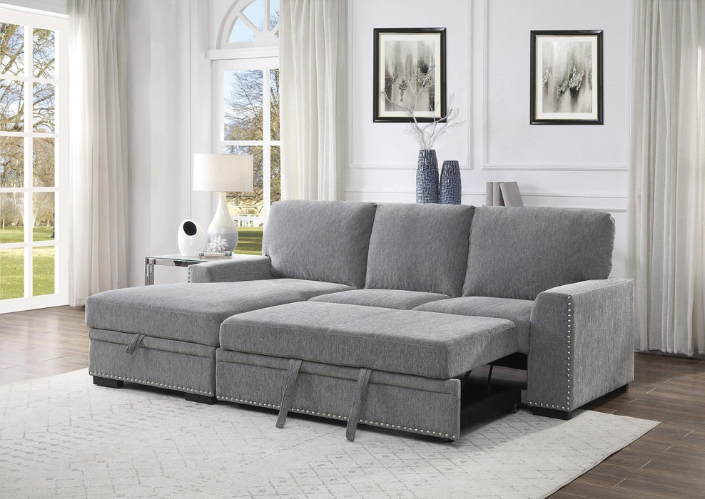 Morelia 2pc Sectional with Pull Out Bed and Left Chaise in Dark Gray 9468DG*2LC2R