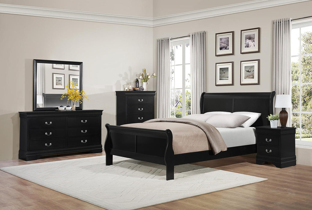 Mayville Queen Sleigh Bed in Black 2147BK-1