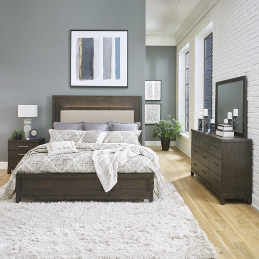 Modern Mix Queen Uph Bed, Dresser & Mirror, Night Stand image