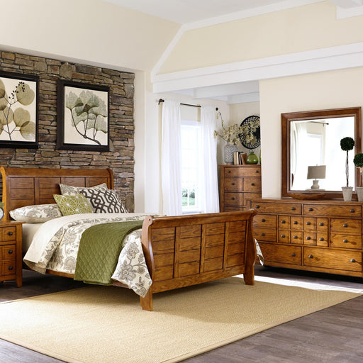 Grandpas Cabin King Sleigh Bed, Dresser & Mirror, Nightstand image