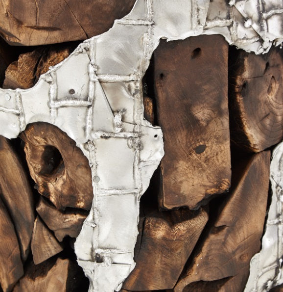 AICO Furniture Discoveries Wood Crafted End Cocktail Table with Silver Accents