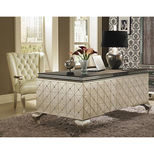 AICO Hollywood Swank Desk Chair in Creamy Pearl 03244-14