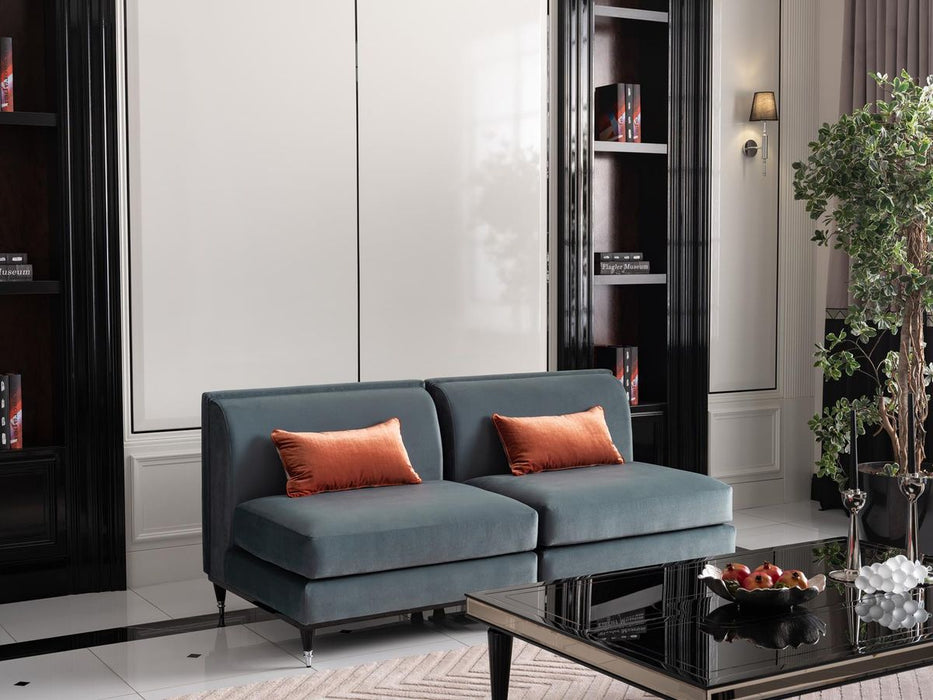 AICO La Francaise Armless Chair in Azure/Black