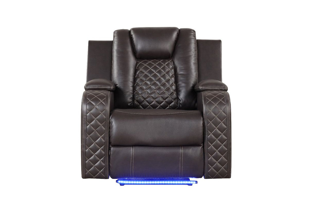 Galaxy Home Benz LED & Power Recliner Chair in Brown image