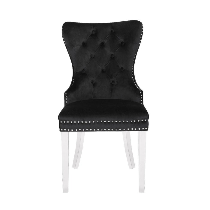 Galaxy Home Erica Stainless Steel Legs Dining Chair (Set of 2) in Black