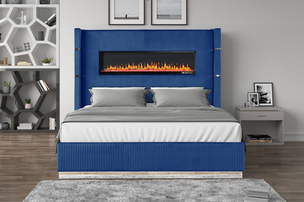 Galaxy Home Lizelle King Bed in with Ambient Lighting in Blue
