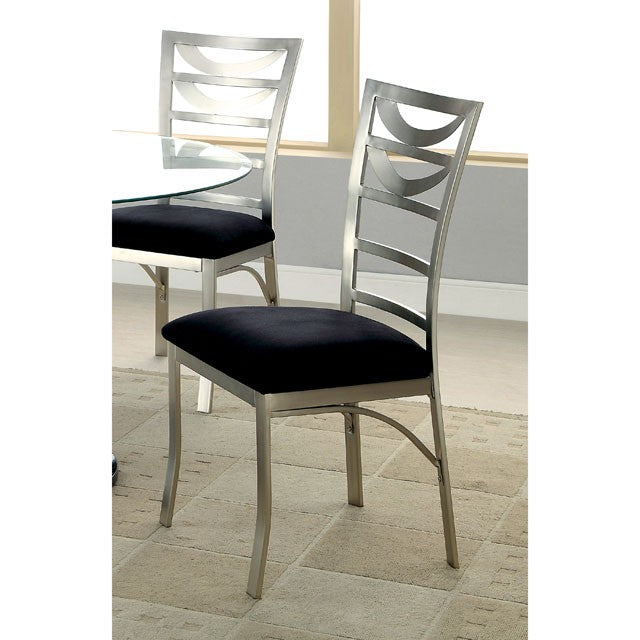 ROXO Silver/Black Side Chair (2/CTN)