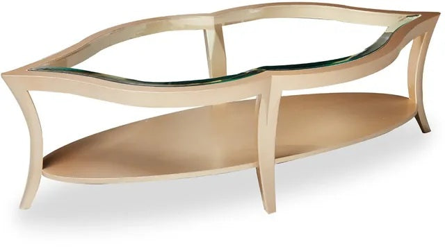 AICO Malibu Crest Cocktail Table w/Glass in Chardonnay