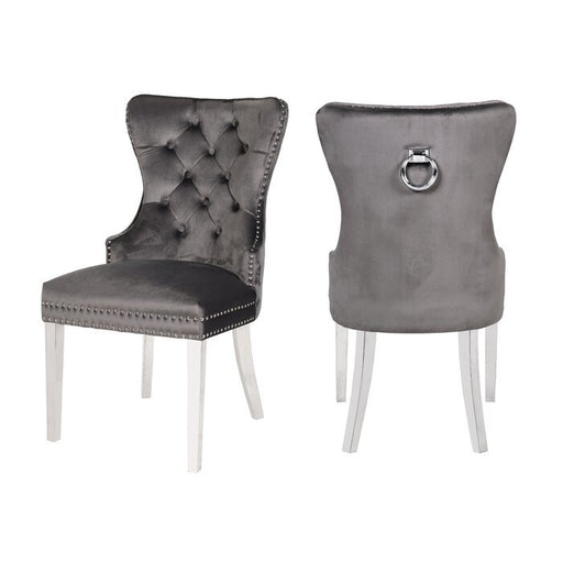 Galaxy Home Erica Stainless Steel Legs Dining Chair (Set of 2) in Dark Gray image