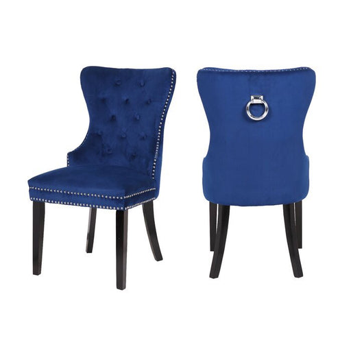 Galaxy Home Erica Wood Legs Dining Chair (Set of 2) in Blue image