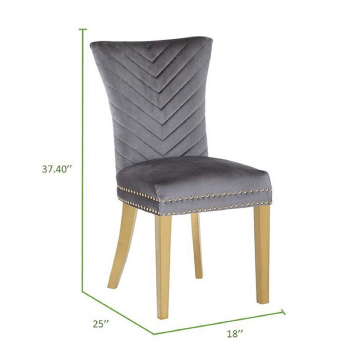 Galaxy Home Eva Gold Legs Dining Chair (Set of 2) in Grey