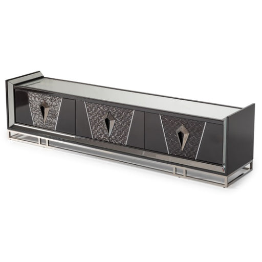 AICO Furniture Carmela Media Cabinet in Glossy Charcoal Sand image
