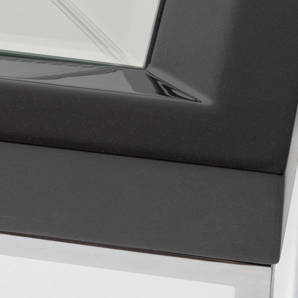 AICO Furniture Carmela End Table in Glossy Charcoal Sand