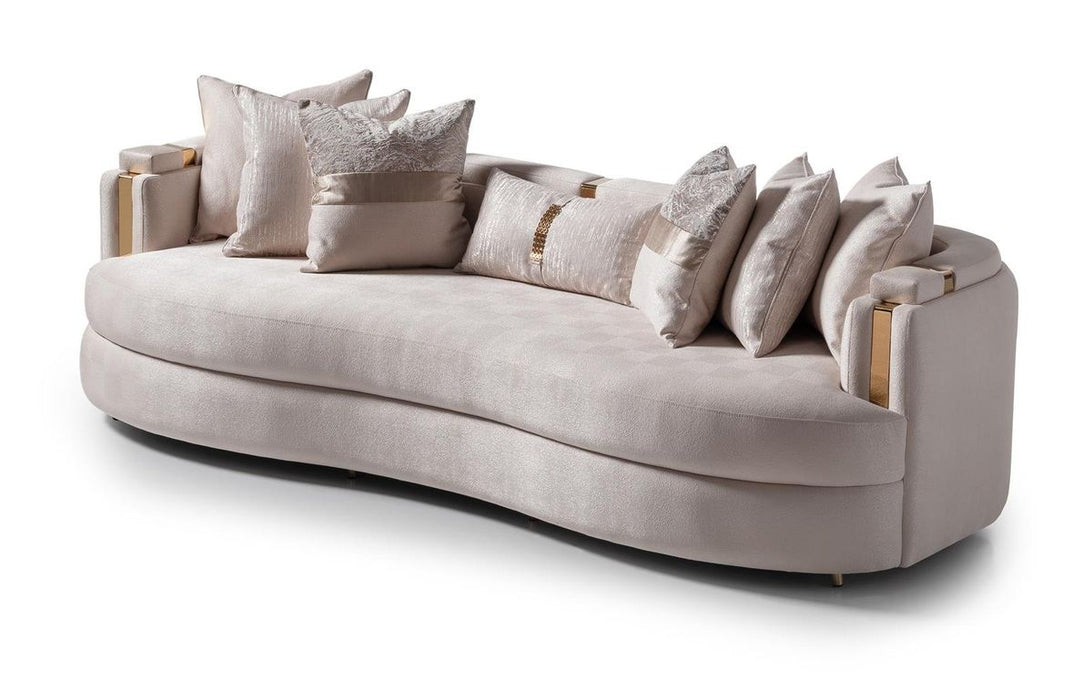 AICO Carmela Mansion Sofa in Shimmer Ivory