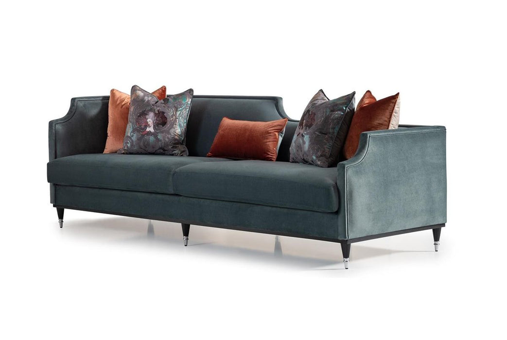 AICO La Francaise Mansion Sofa in Azure/Black