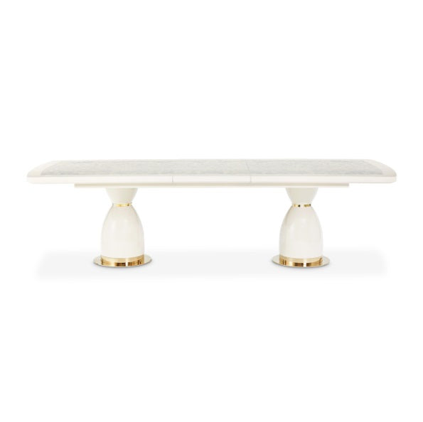 AICO Furniture Lisbon Double Pedestal Dining Table in Silken Matte Cream