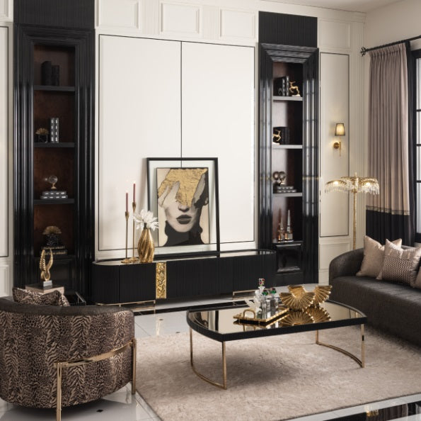 AICO Furniture Lisbon Media Cabinet in Silken Matte Black