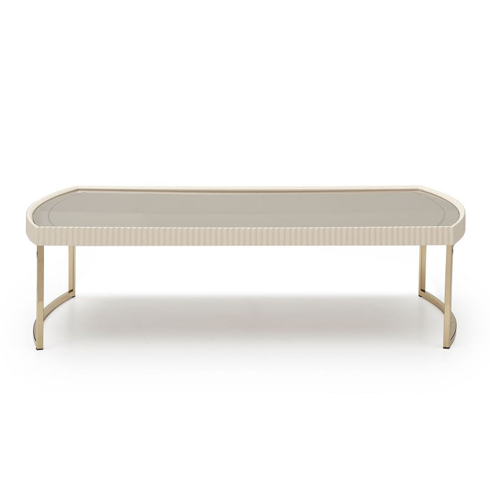 AICO Lisbon Cocktail Table in Silken Matte Cream