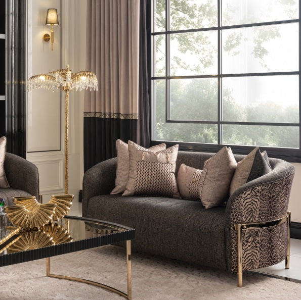 AICO Furniture Lisbon Loveseat in Onyx Gold