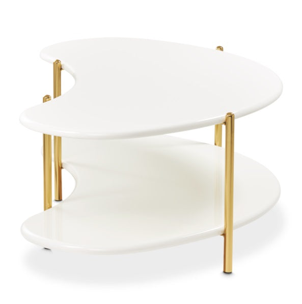 AICO Furniture Sassani Cocktail Table in Pearl White/Gold
