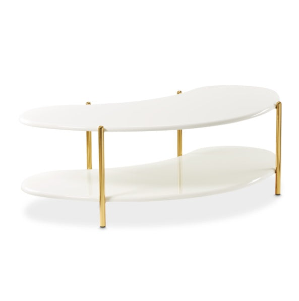 AICO Furniture Sassani Cocktail Table in Pearl White/Gold