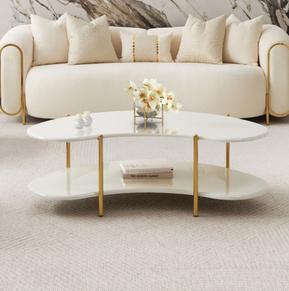 AICO Furniture Sassani Cocktail Table in Pearl White/Gold