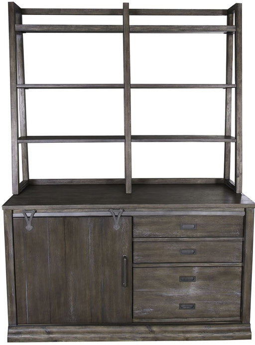 Liberty Stone Brook Computer Credenza with Hutch in Rustic Saddle image