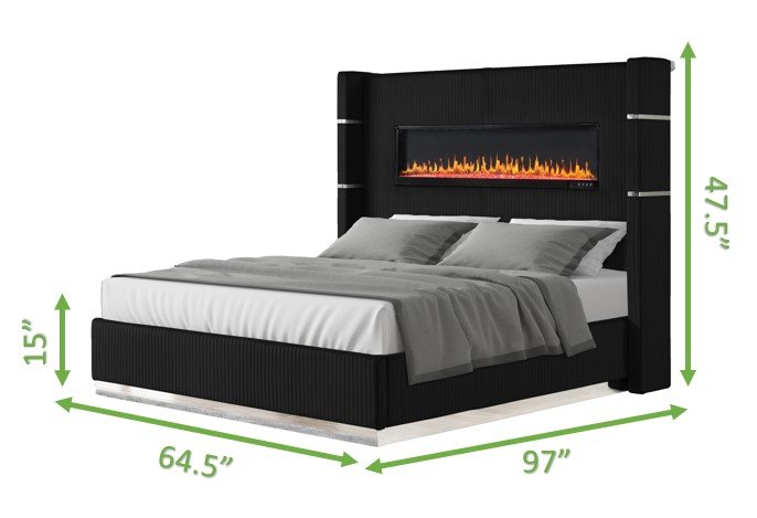 Galaxy Home Lizelle Queen Bed in with Ambient Lighting in Black