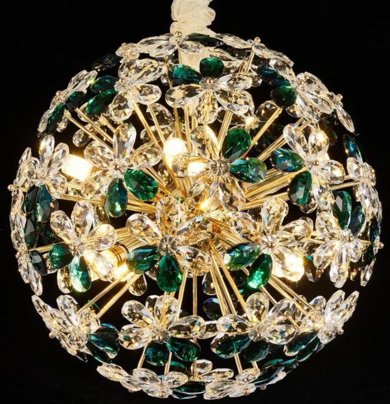 AICO Furniture Lighting Emerald Bouquet 10 Light Round Chandelier image