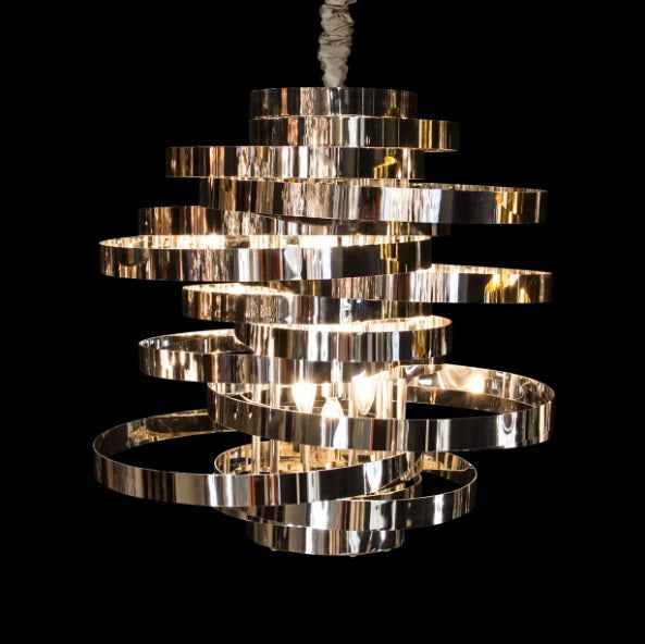 AICO Furniture Lighting Hemispheres 8 Light Chandelier in Silver