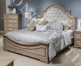 Liberty Furniture Magnolia Manor II King Upholstered Panel Bed in Weathered Bisque image