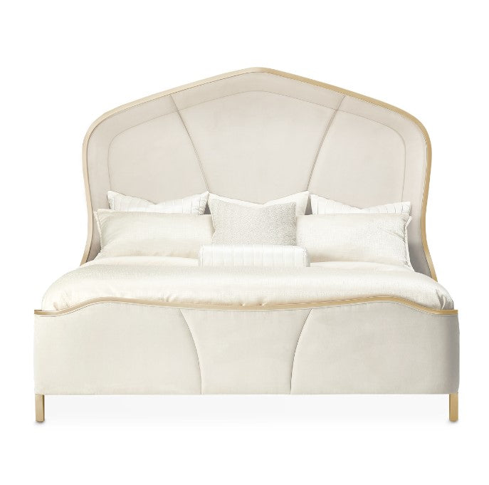 AICO Malibu Crest Cal King Curved Panel Bed in Chardonnay