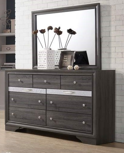 Galaxy Home Matrix 7 Drawer Dresser in Gray