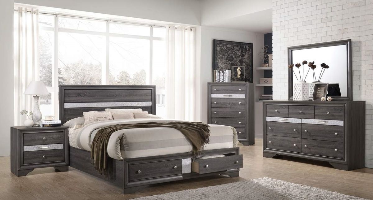 Galaxy Home Matrix King Bed in Gray