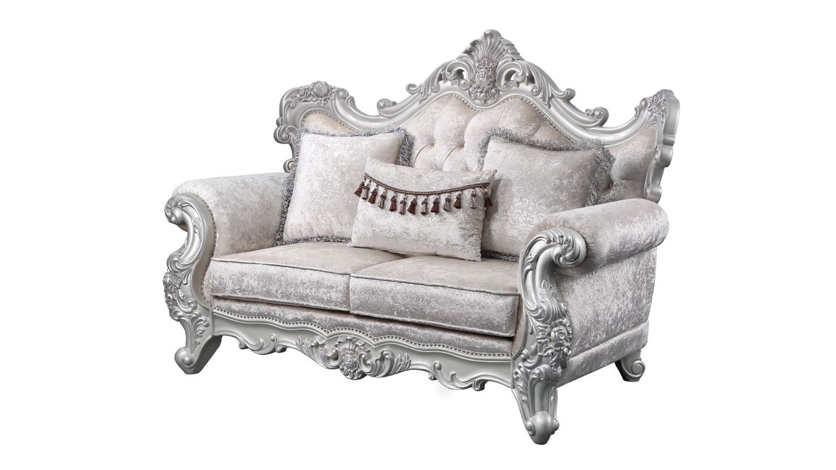 Galaxy Home Melrose Loveseat in Silver