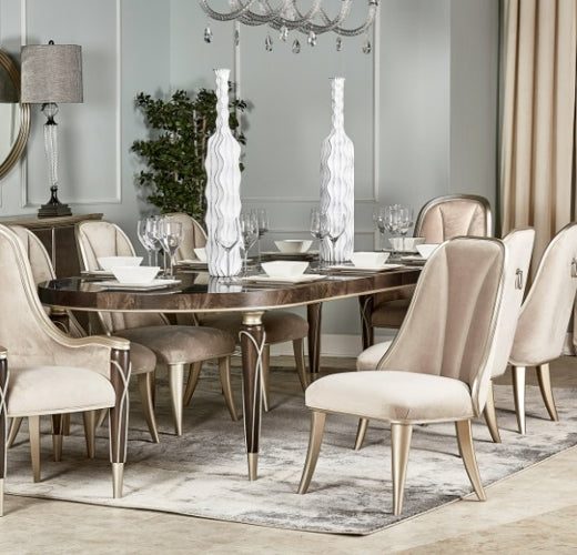 AICO Villa Cherie 4 Leg Oval Dining Table in Hazelnut