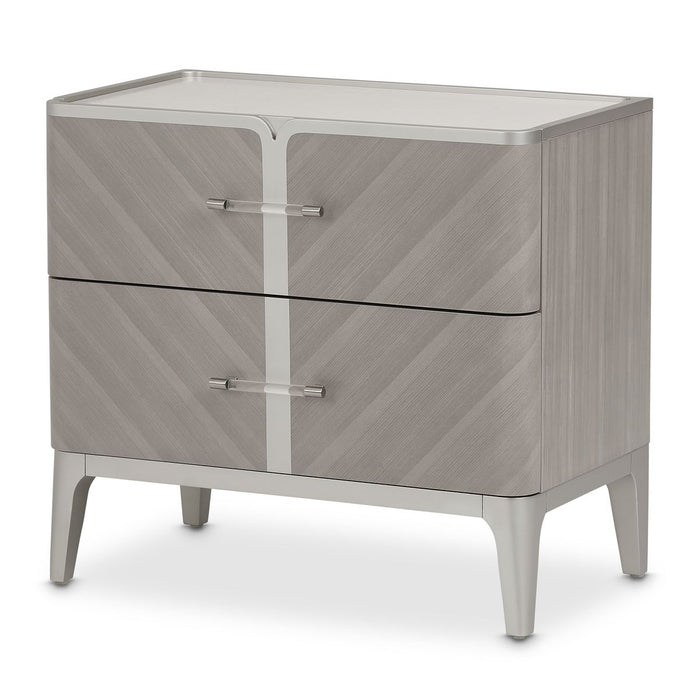 AICO Lanterna Nightstand in Silver Mist