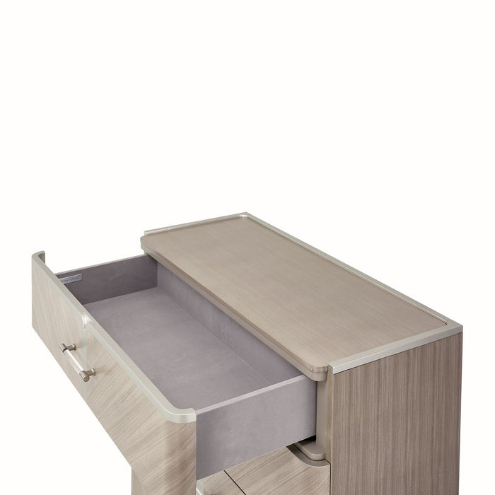 AICO Lanterna Highboy Chest in Silver Mist