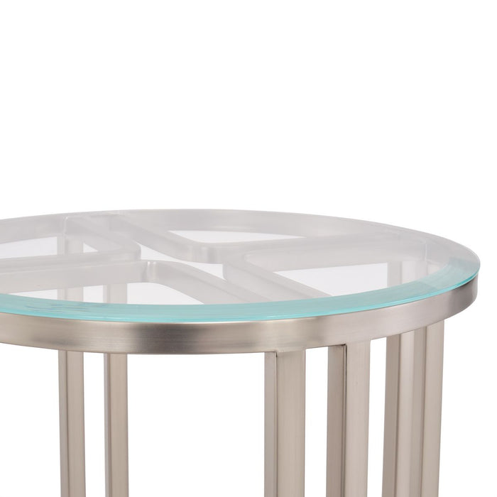 AICO Lanterna Chairside Table in Silver Mist