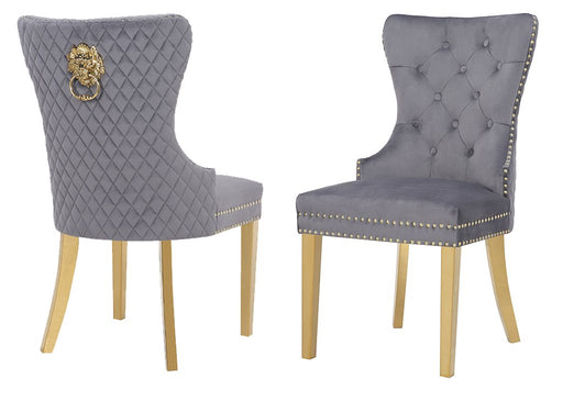 Galaxy Home Simba Gold Legs Dining Chair (Set of 2) in Grey image
