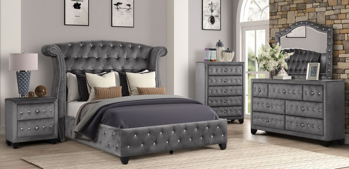 Galaxy Home Sophia Crystal Chest in Gray