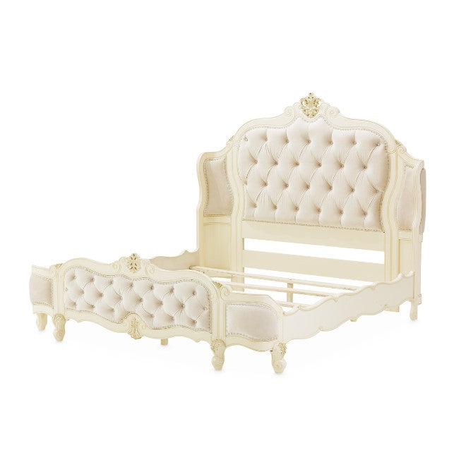 AICO Lavelle Queen Wing Mansion Bed in Classic Pearl