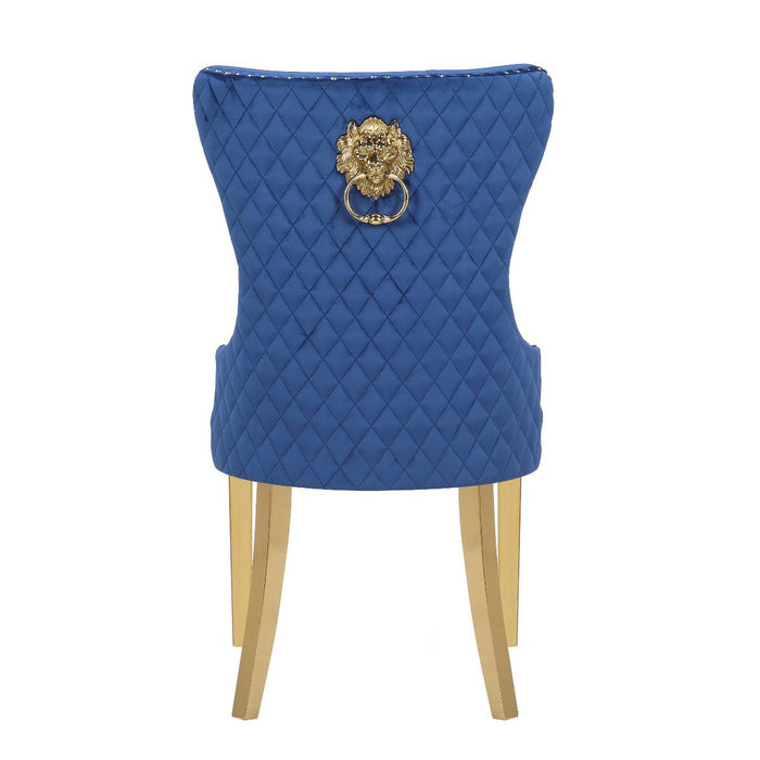 Galaxy Home Simba Gold Legs Dining Chair (Set of 2) in Blue
