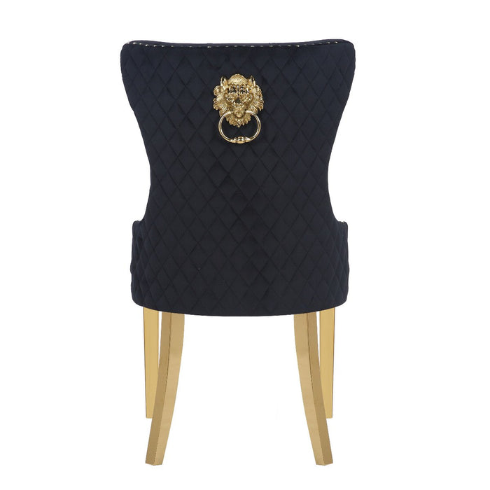 Galaxy Home Simba Gold Legs Dining Chair (Set of 2) in Black