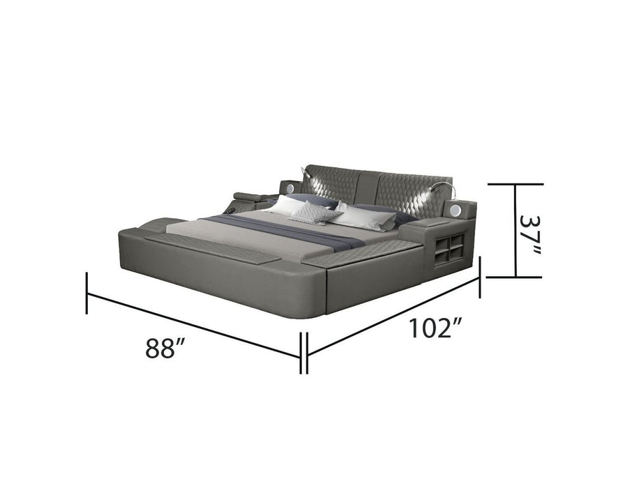 Galaxy Home Zoya Modern Style Queen Bed in Grey
