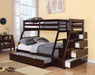 Acme Jason Twin over Full Bunk Bed with Storage Ladder and Trundle in Espresso 37015 image