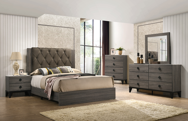 Avantika Fabric & Rustic Gray Oak Eastern King Bed image