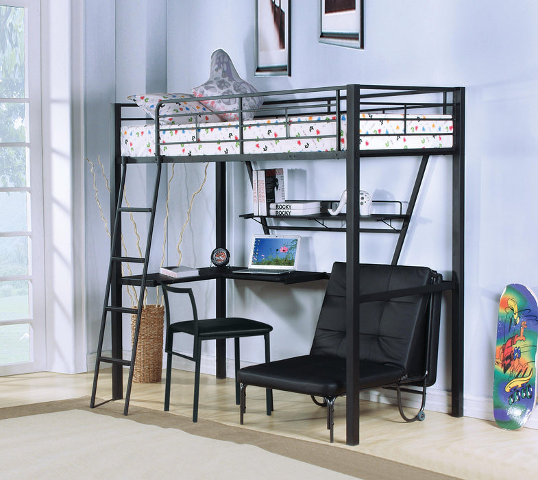 Senon Silver & Black Loft Bed & Desk image
